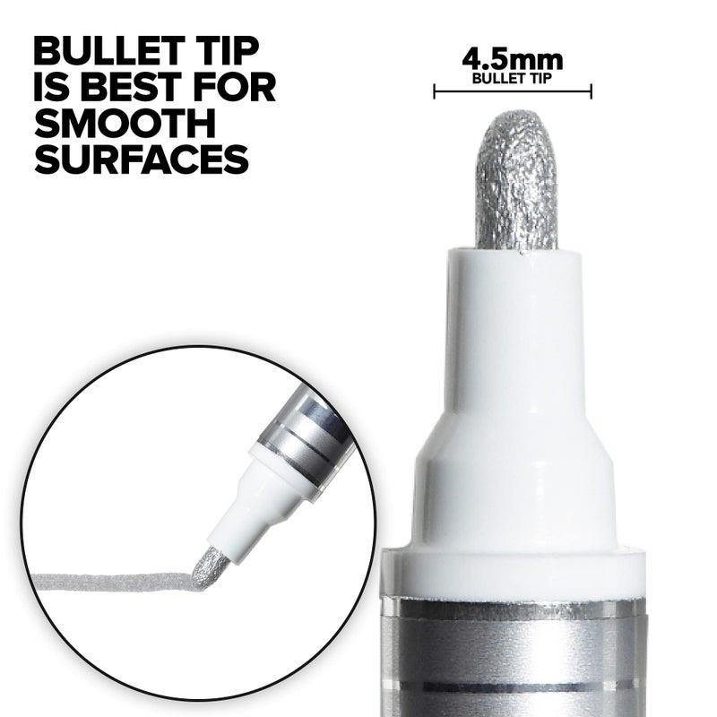 Krink K-42 Silver Paint Marker - Vibrant and Opaque Fine Art Paint Pen for Any Surface - Permanent Marker with Alcohol-Based Paint for Metal Glass Paper Painted Surfaces and More - Image 2